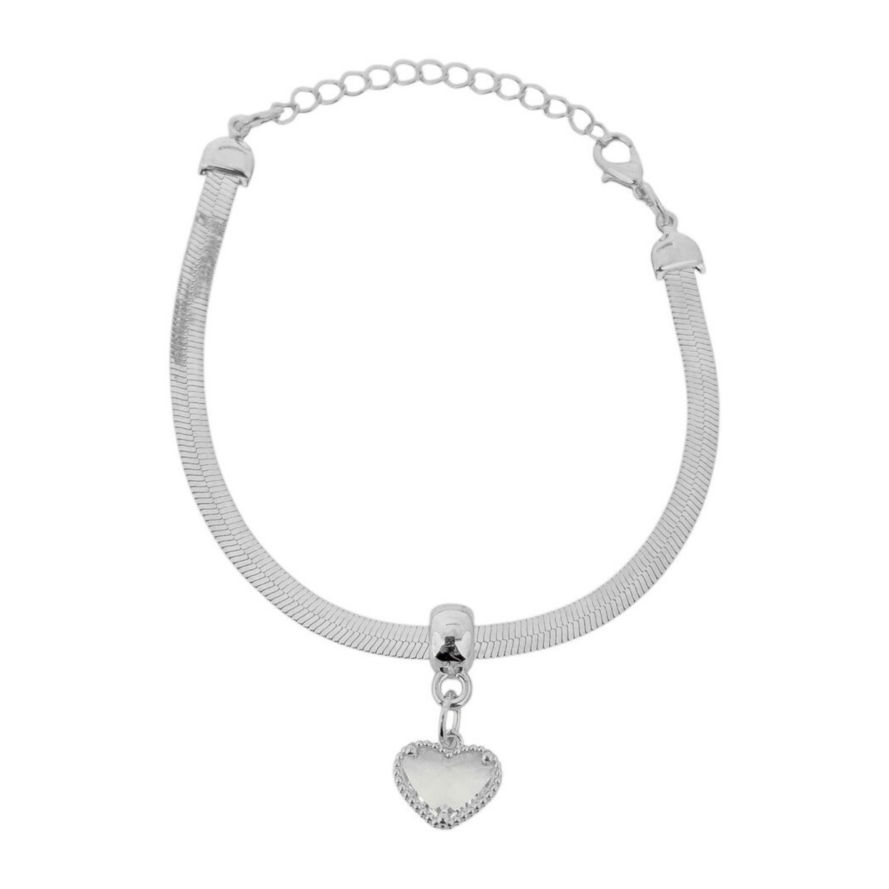 Pulseira Vivante Fita Laminada Coração de Cristal