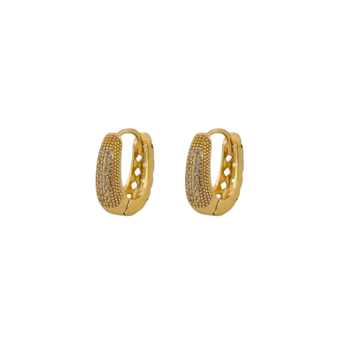 Brinco Vivante Argola Oval Cravejada M