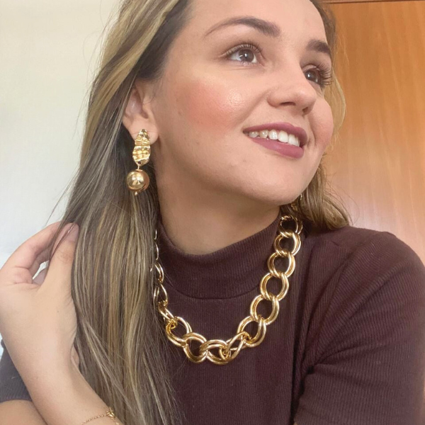 Brinco Vivante Folha com Esferas