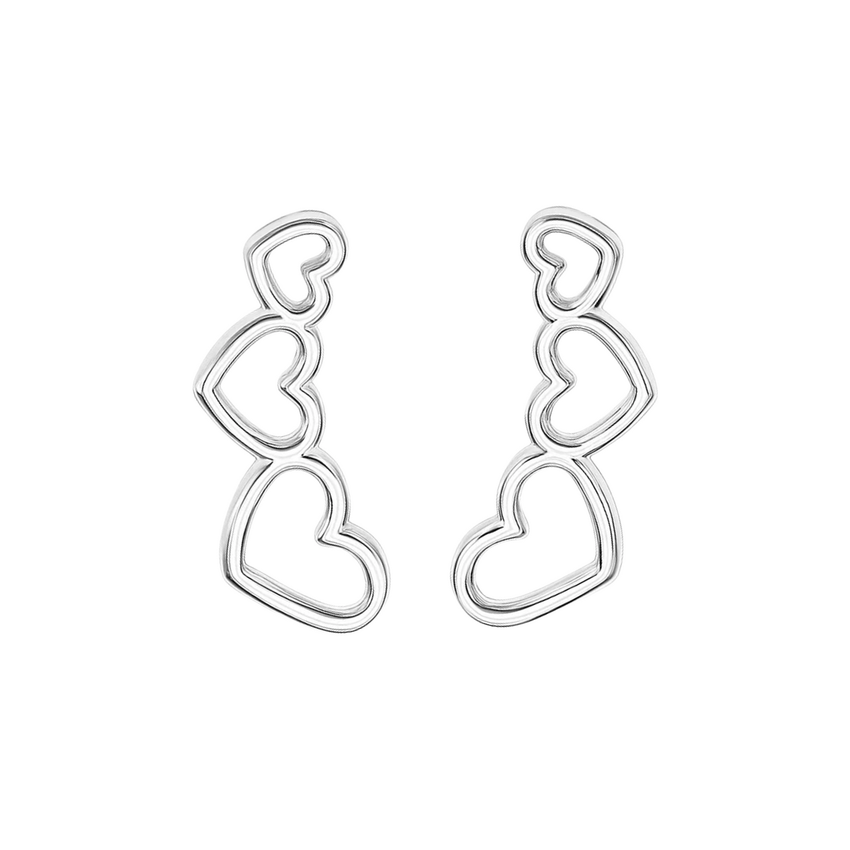 Brinco Vivante Trio de Corações Vazados