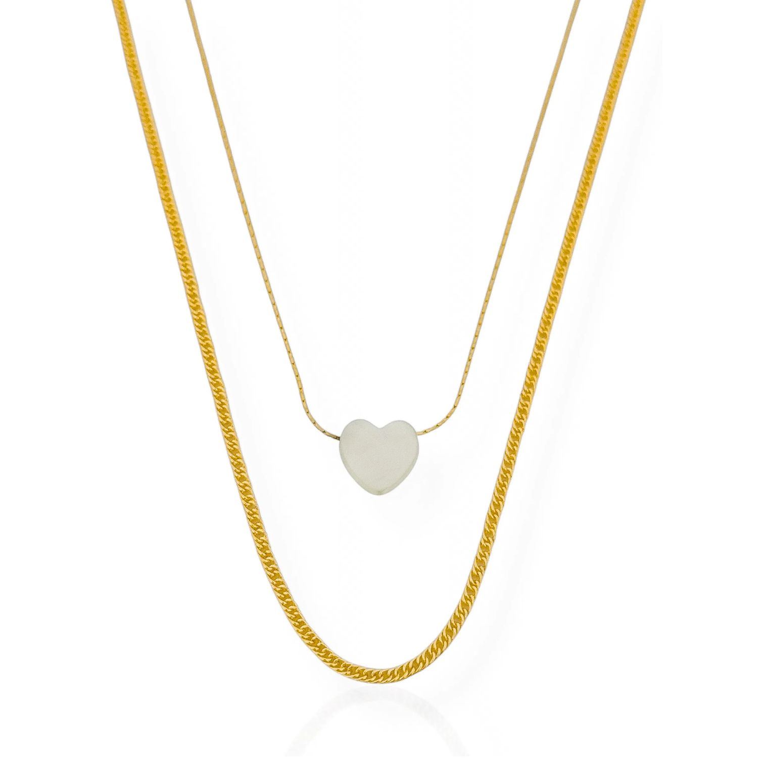 Colar Vivante Duplo Coração Resinados