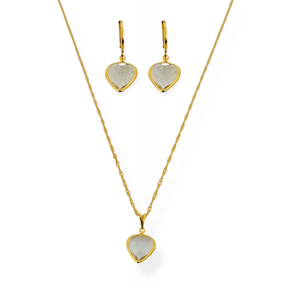 Conjunto Vivante com Coração e Cristal Colorido