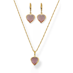 Conjunto Vivante com Coração e Cristal Colorido