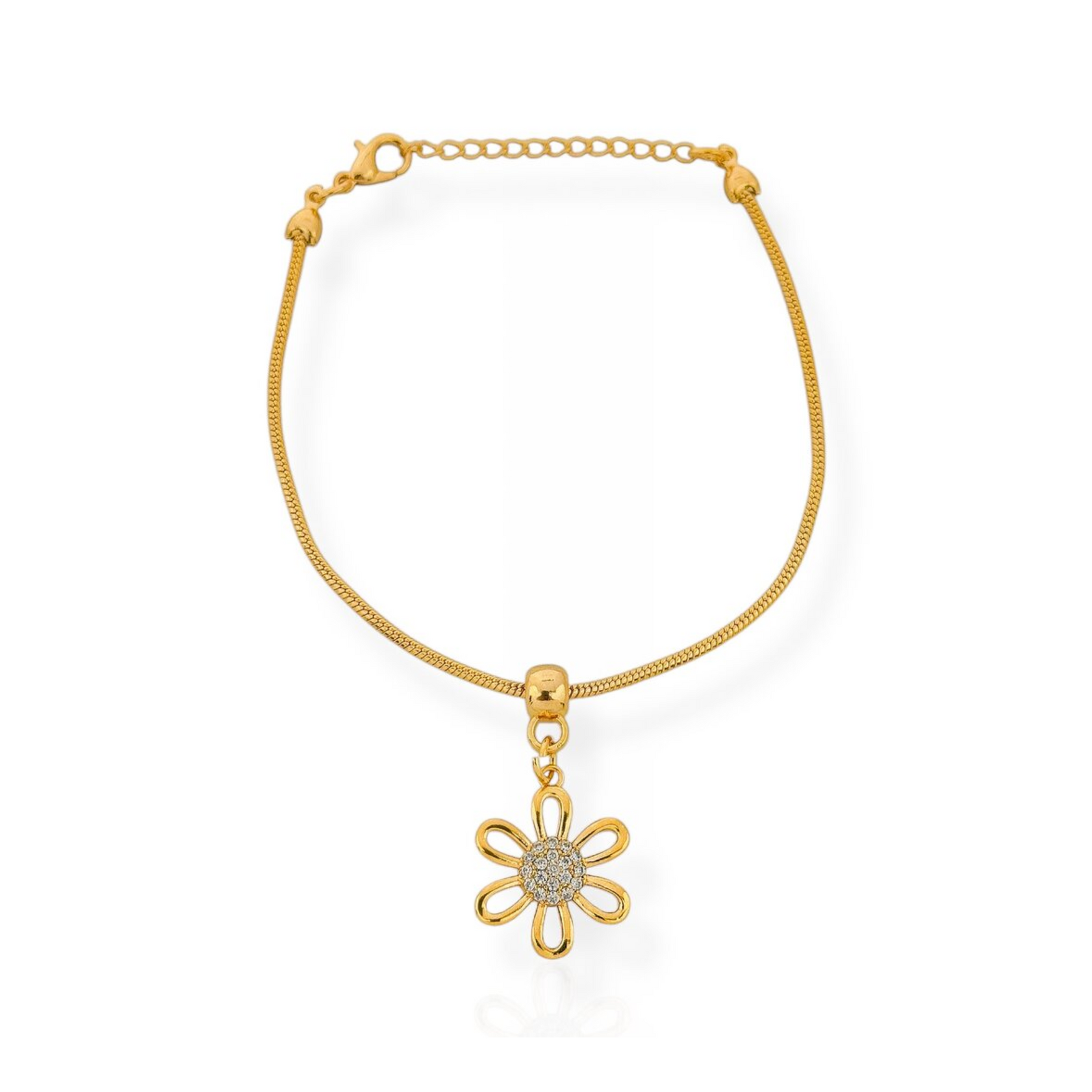 Pulseira Vivante com Berloque de Flor Cravejada