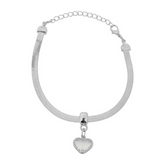 Pulseira Vivante Fita Laminada Coração de Cristal