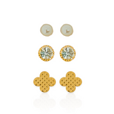 Trio de Brincos Vivante Inspiração com Ponto de Luz e Pérola